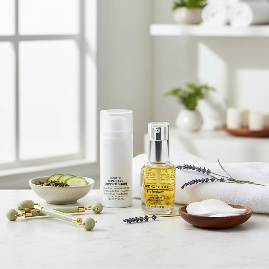 Cosmetic products on a table