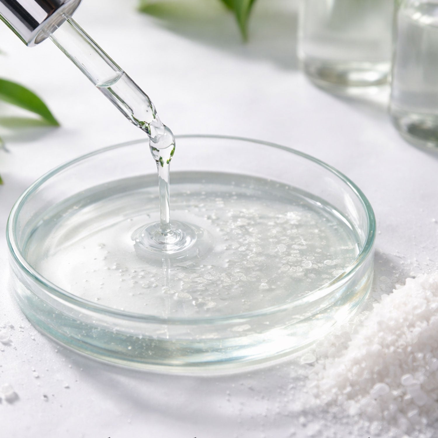 Glass dropper with clear liquid